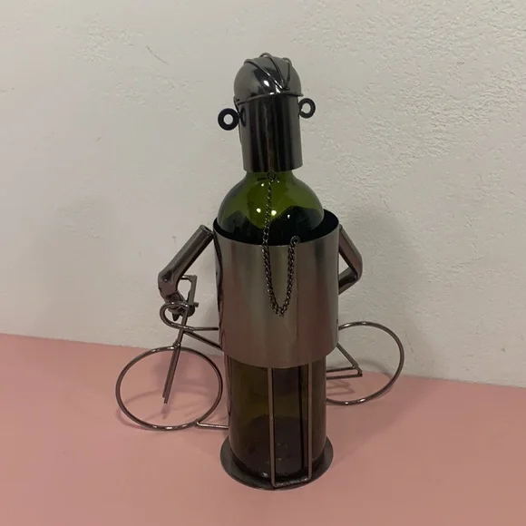 Wine Bottle Holder Display Cyclist with Bicycle and Helmet Fathers Day - Picture 4 of 7